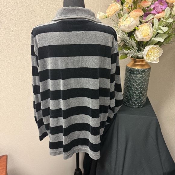 Jones New York Sport 1X Gray & Black Striped Half-Zip Pullover - Picture 4 of 8